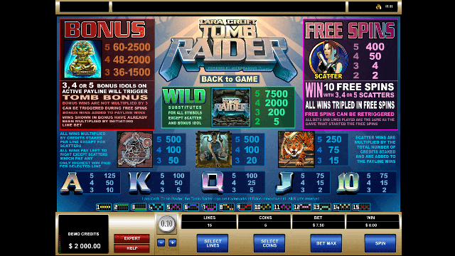 PLAY TOMB RAIDER FREE SLOT GAME 8
