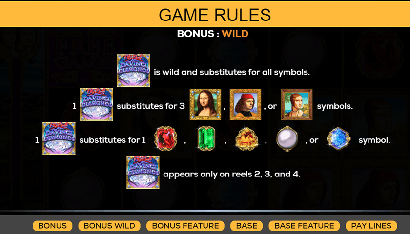 PLAY TRIPLE DOUBLE DA VINCI DIAMONDS FREE SLOT GAME 8